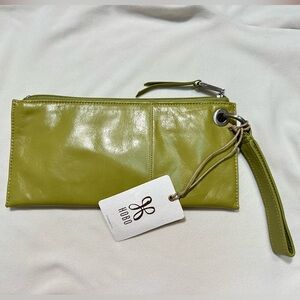 HOBO Green Genuine Leather Vida Wristlet w Signature Brushed Metal Hardware, NWT